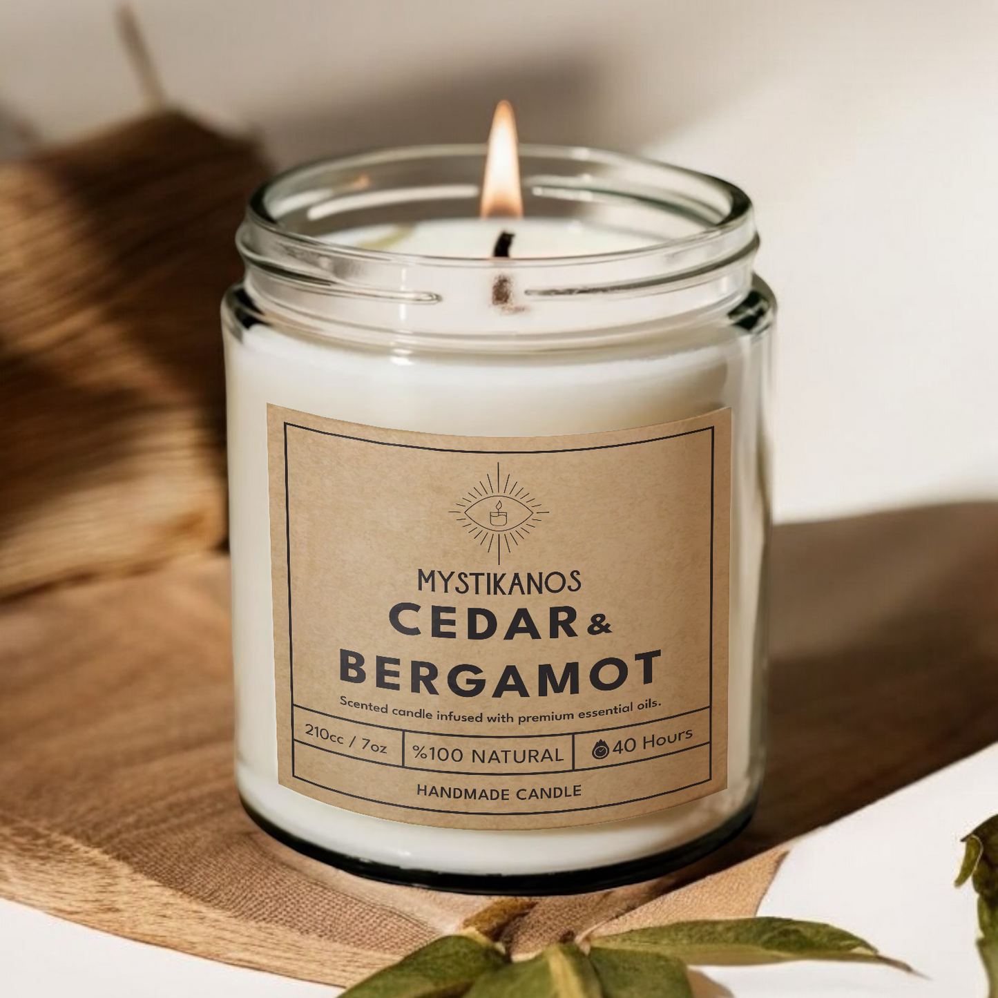 270cc %100 Naturel Aromaterapi Kokulu Soya Mum / Beyaz Seri