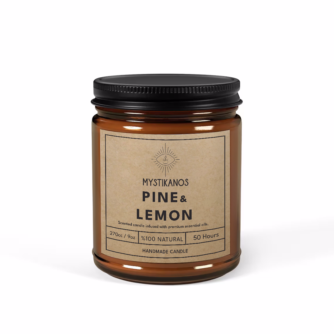 270cc %100 Naturel Aromaterapi Kokulu Soya Mum / Amber Serisi