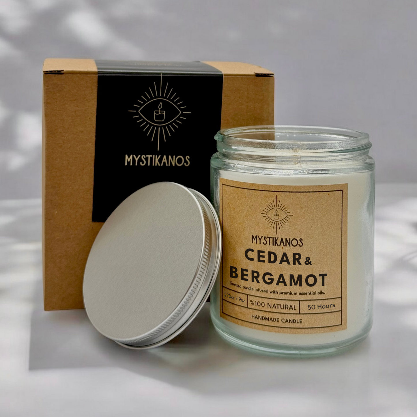 270cc %100 Naturel Aromaterapi Kokulu Soya Mum / Beyaz Seri