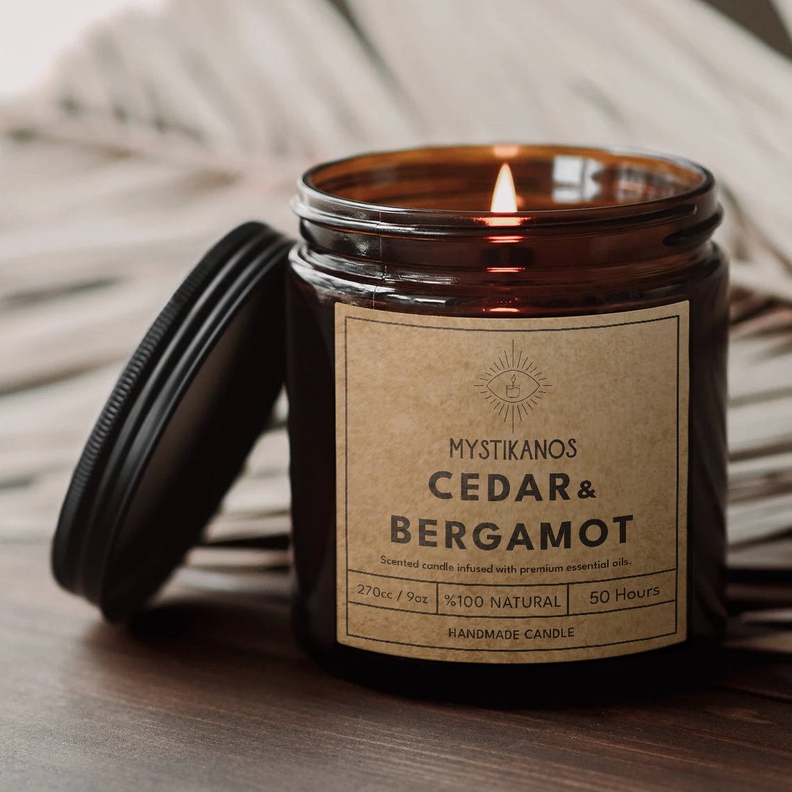 270cc %100 Naturel Aromaterapi Kokulu Soya Mum / Amber Serisi