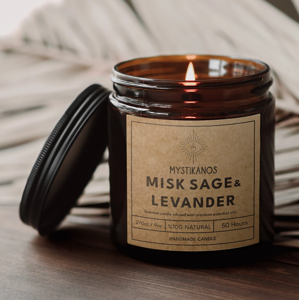 270cc %100 Naturel Aromaterapi Kokulu Soya Mum / Amber Serisi
