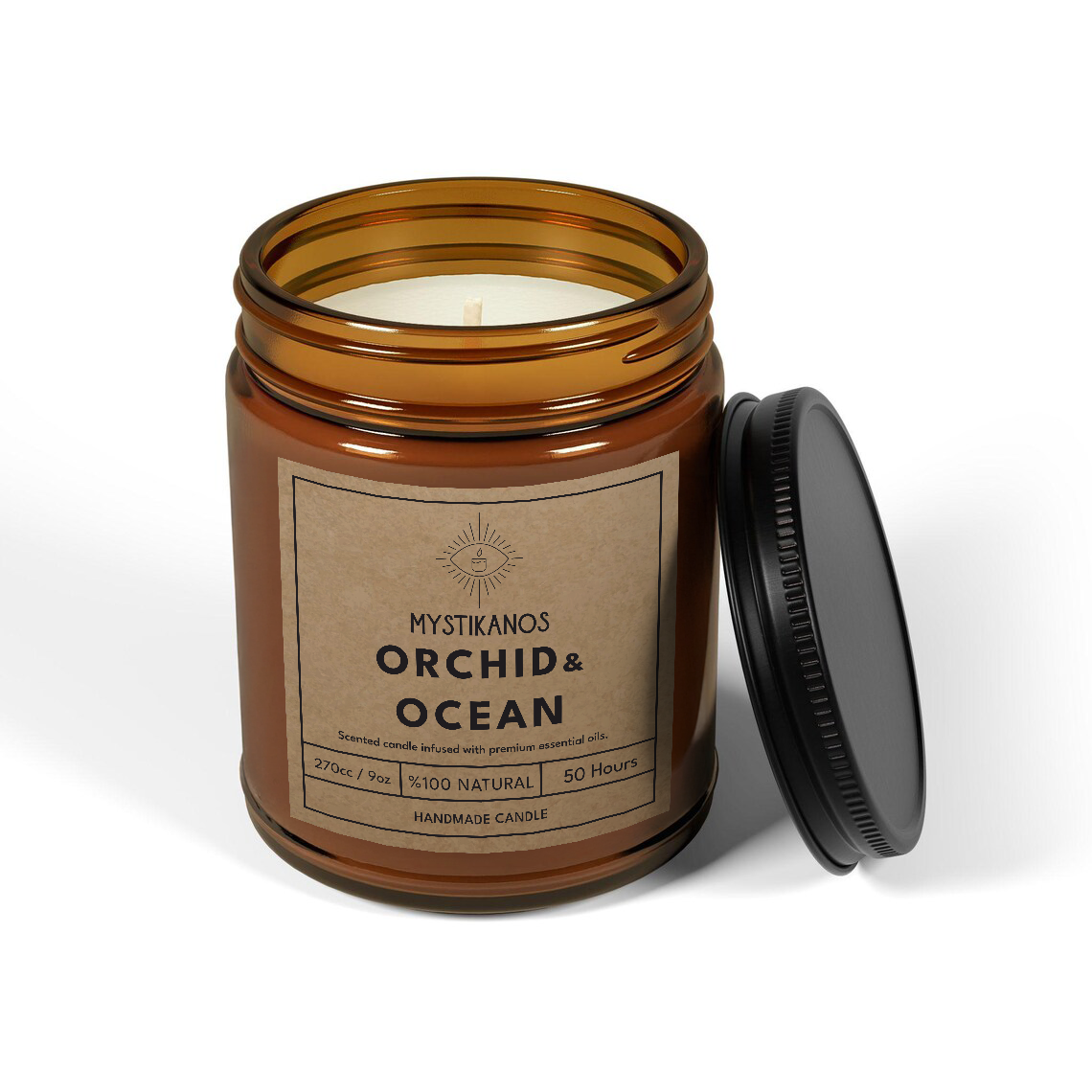 270cc %100 Naturel Aromaterapi Kokulu Soya Mum / Amber Serisi