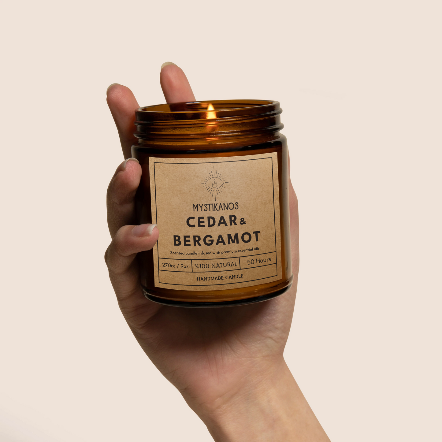 270cc %100 Naturel Aromaterapi Kokulu Soya Mum / Amber Serisi