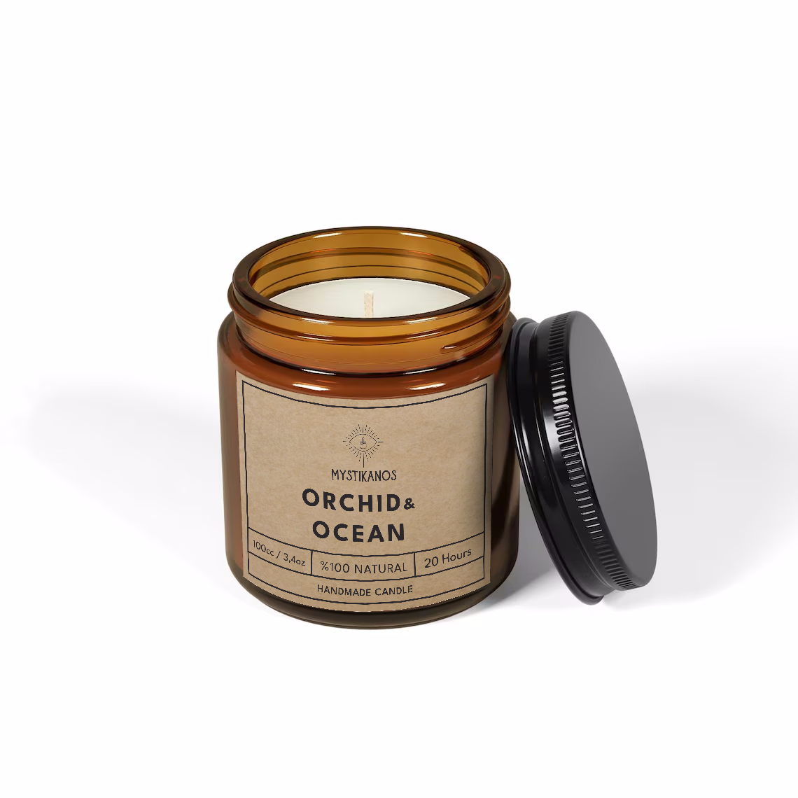 100cc %100 Naturel Aromaterapi Kokulu Soya Mum / Amber Serisi